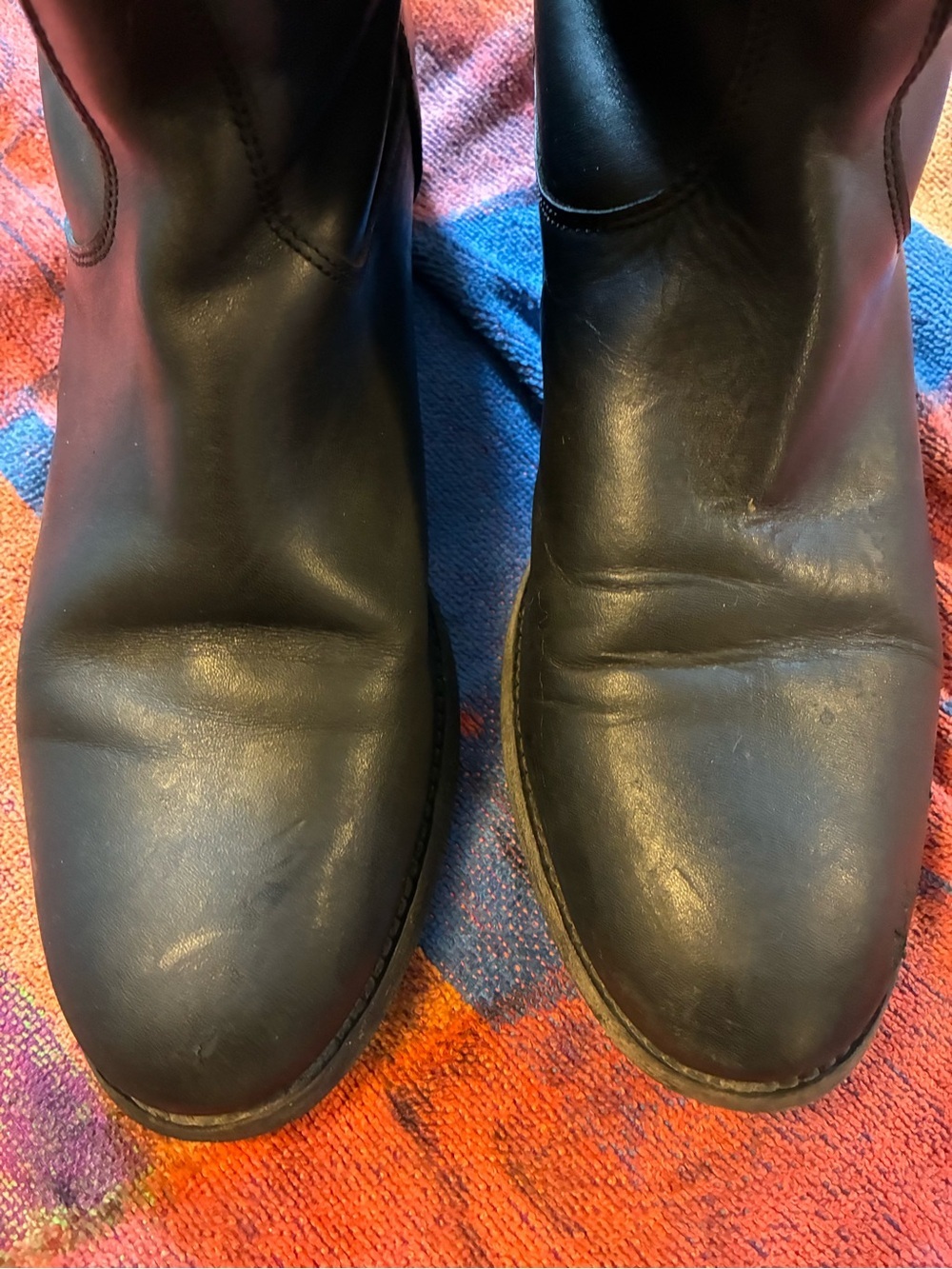 Vintage Frye Black Leather Riding Boots Back Zipper Sz 9.5 - Picture 5 of 8